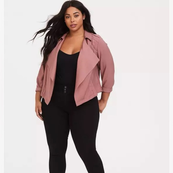 Torrid Twill Drape Front Jacket Size 3 - Picture 15 of 16